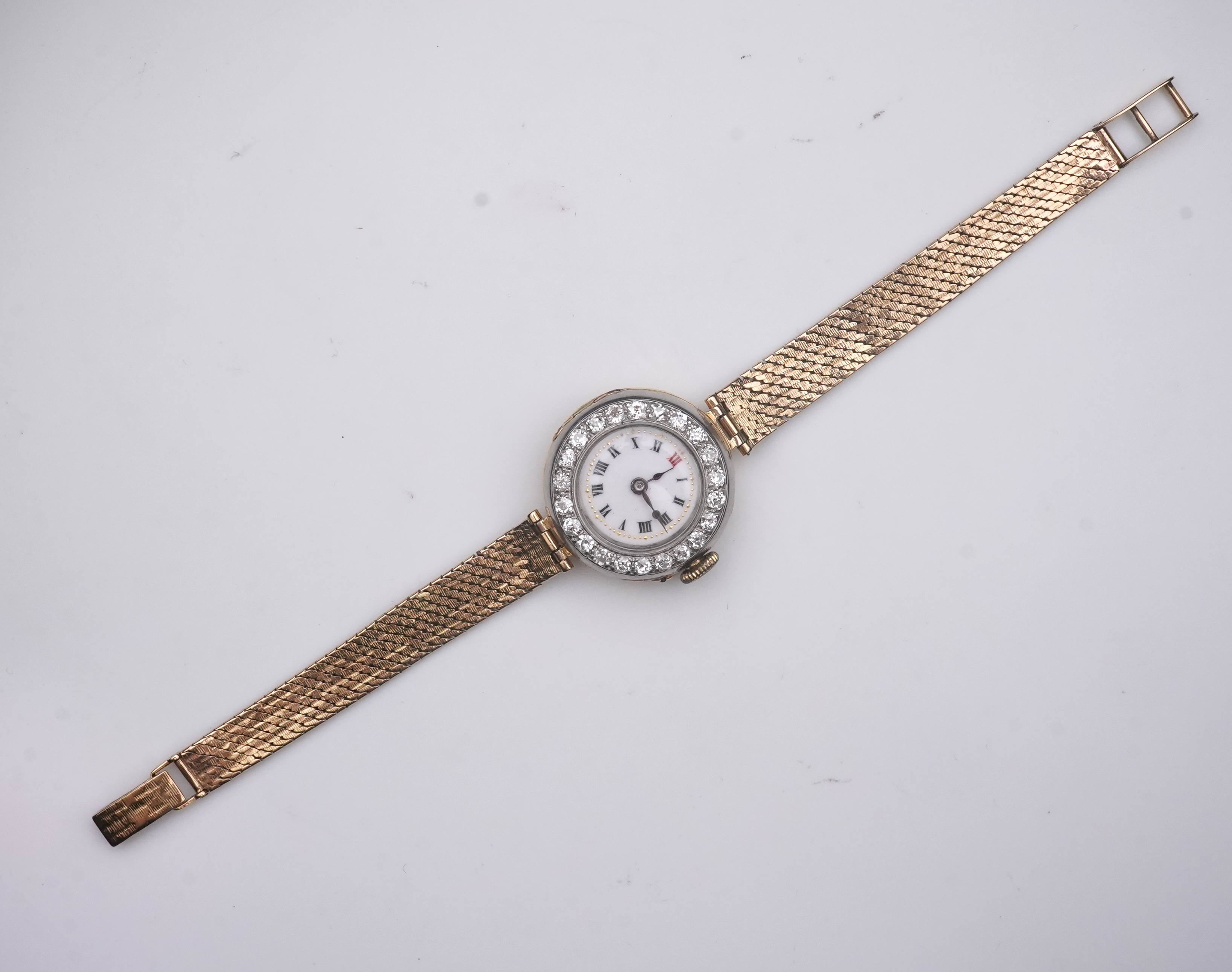 A lady's 9ct gold and diamond cocktail watch, early 20th century and later